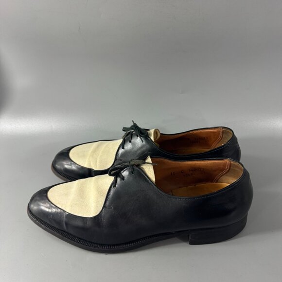 INTAGE FLORSHEIM TWO TONE SHOES BLACK + WHITE SUEDE VAMP US 10C main image 5